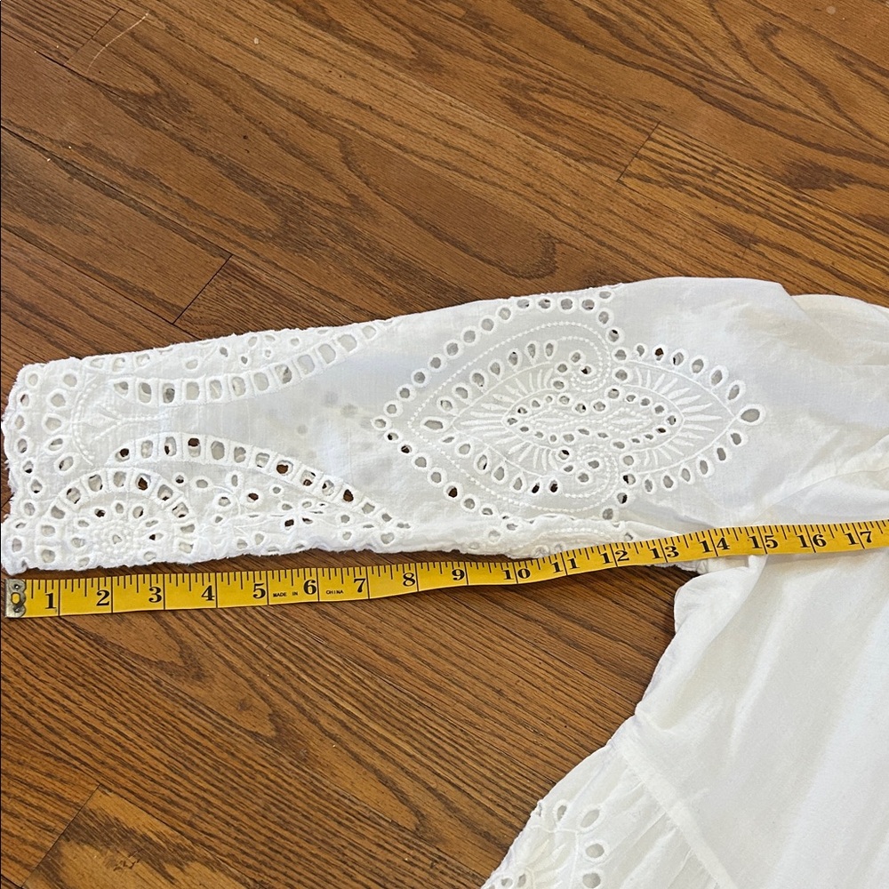 RubyYaya Eyelet Dress Size S White BellSleeve Boho Embroidered - Picture 15 of 16
